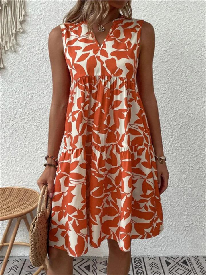 GR | Elegantes Armelloses Kleid mit Blumenmuster