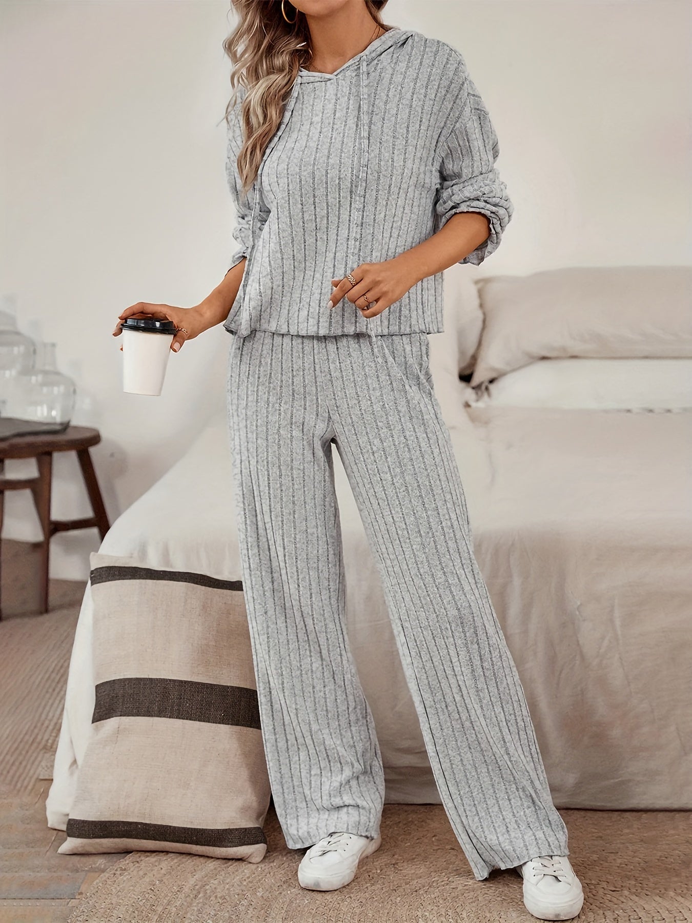 GR  | Damen Freizeit Uni Farbener Kapuzenpullover und