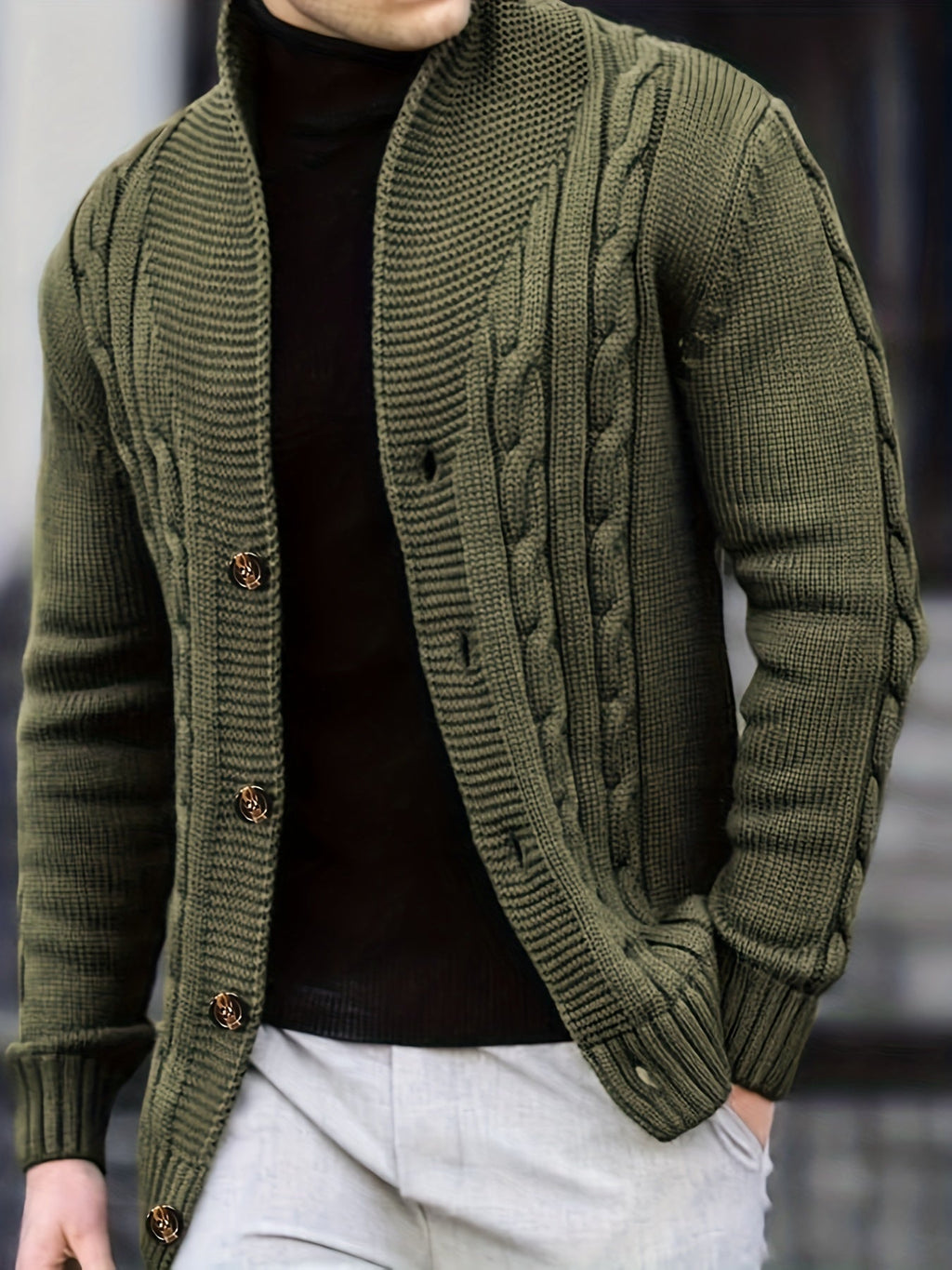 GR | Zopfstrickjacke mit Knöpfen