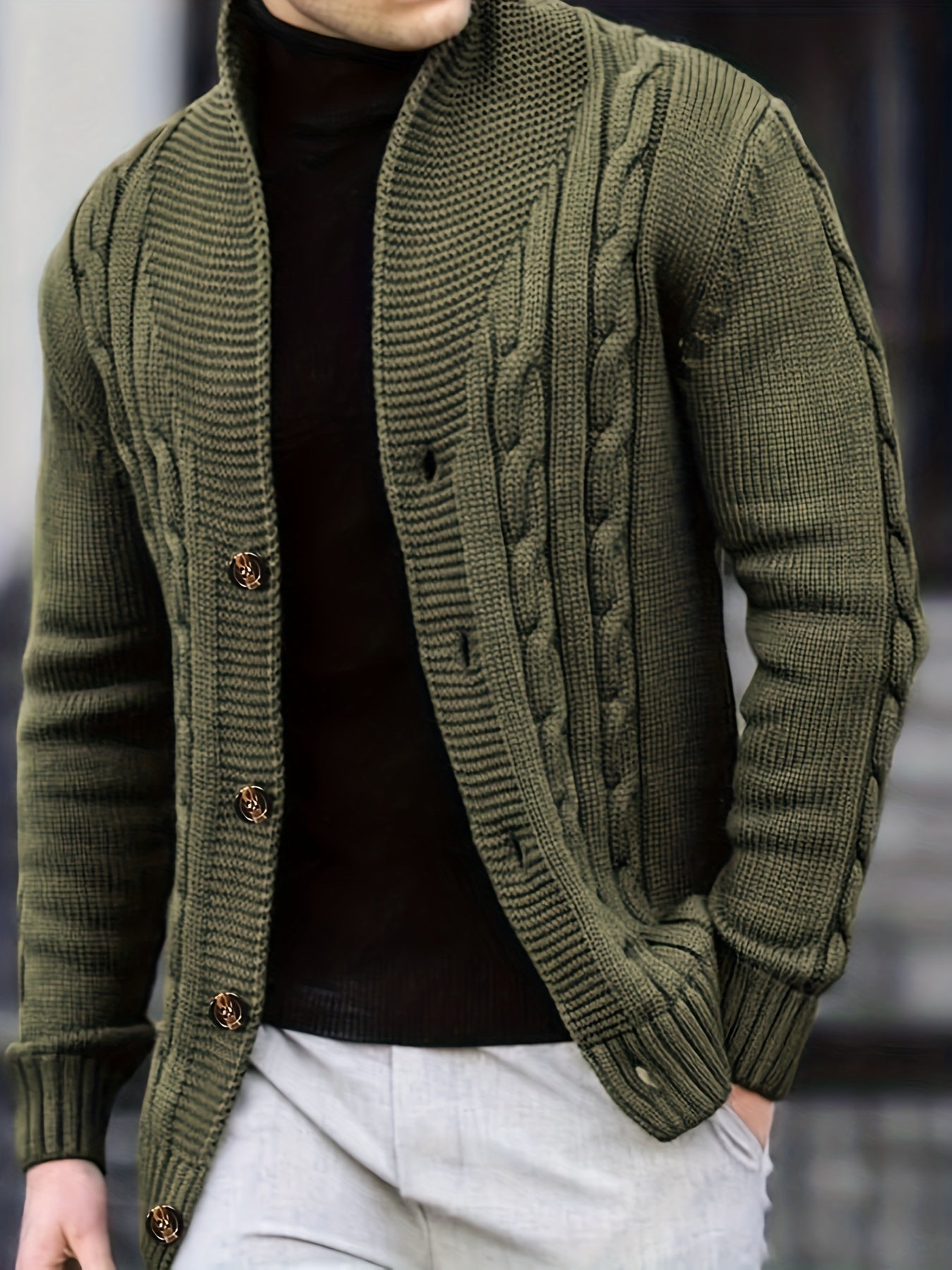 GR | Zopfstrickjacke mit Knöpfen