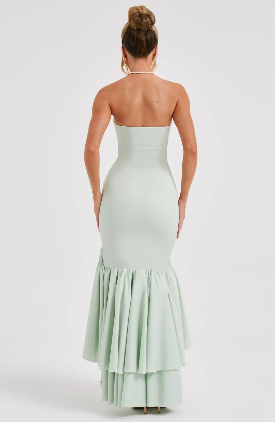 Ruffled high-slit dress