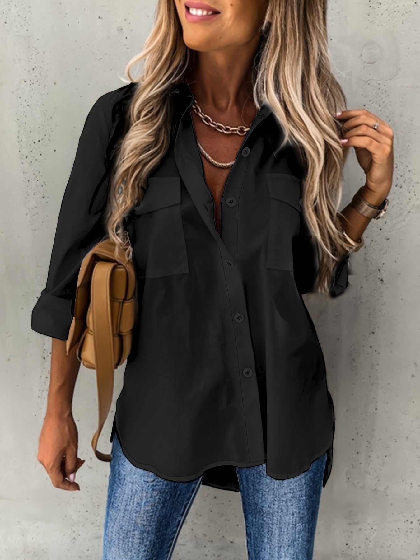 GR | Women's sleeveless lapel collar shirt