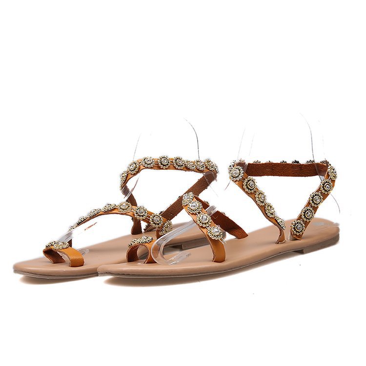 GR | Boho Beach Rhinestone Flip Flops