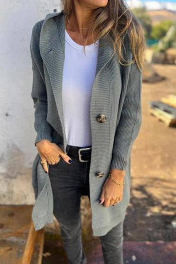 GR | Lässiger Herbst Strickcardigan mit Kapuze für Frauen