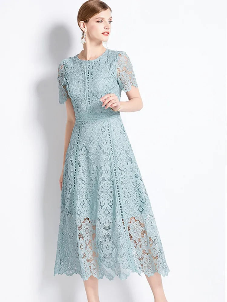GR | Elegantes Spitzenkleid Midi-Länge