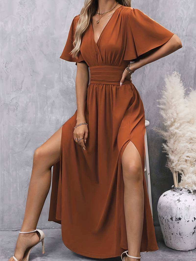 GR | Wickeloptik Plissierter Taillenkleid