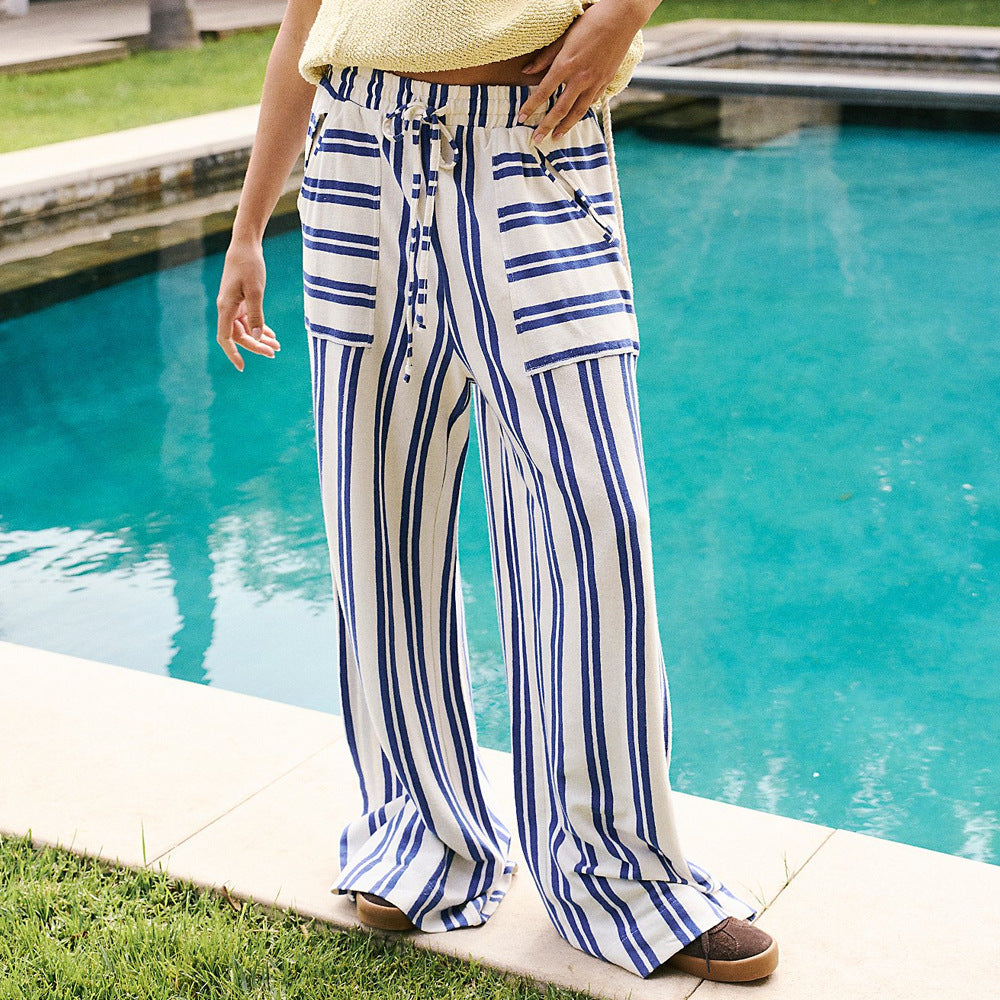 GR | Casual Striped Wide Leg Trousers for Women