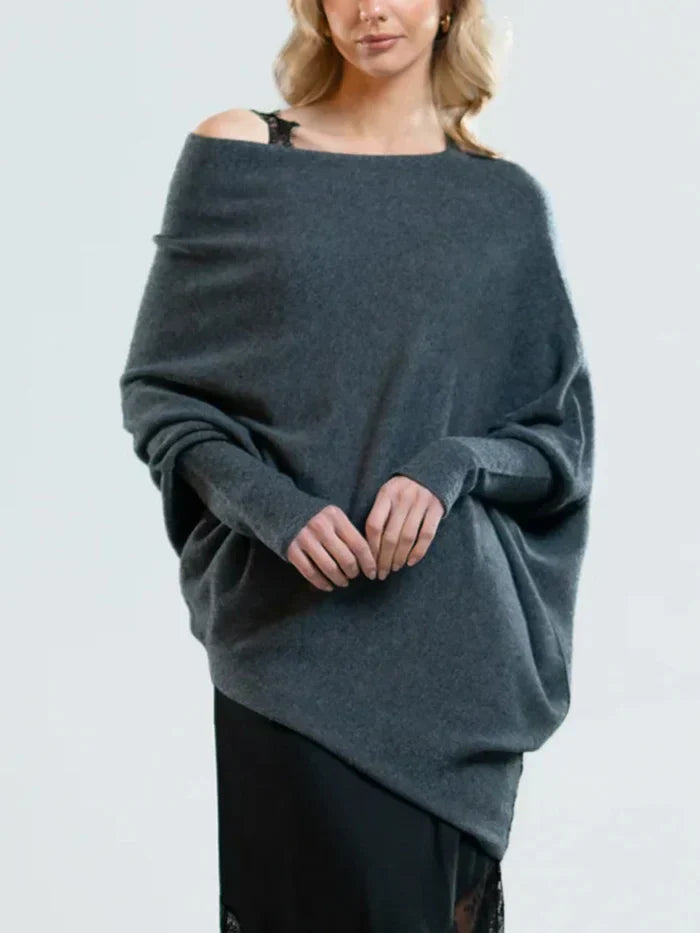 Asymmetrically draped sweater