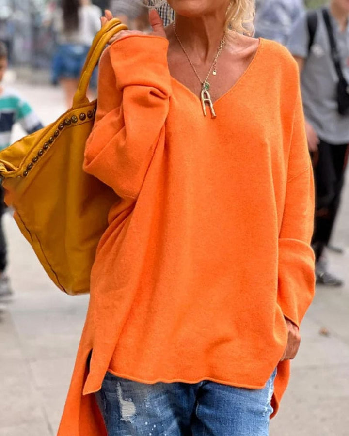 GR | Oversized Orange V-Neck Sweater