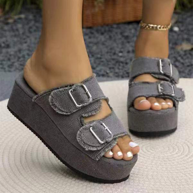 GR Denim sandals with buckle