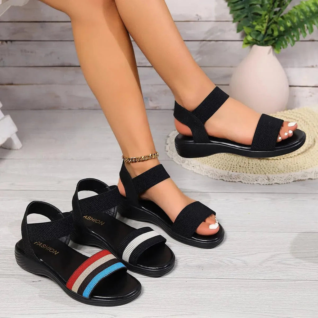 GR | Summer linen sandals with elastic strap