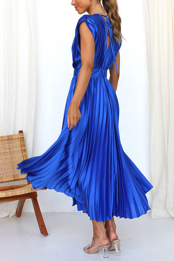 GR | Hallo Schöne Satin Plissee Midi Kleid