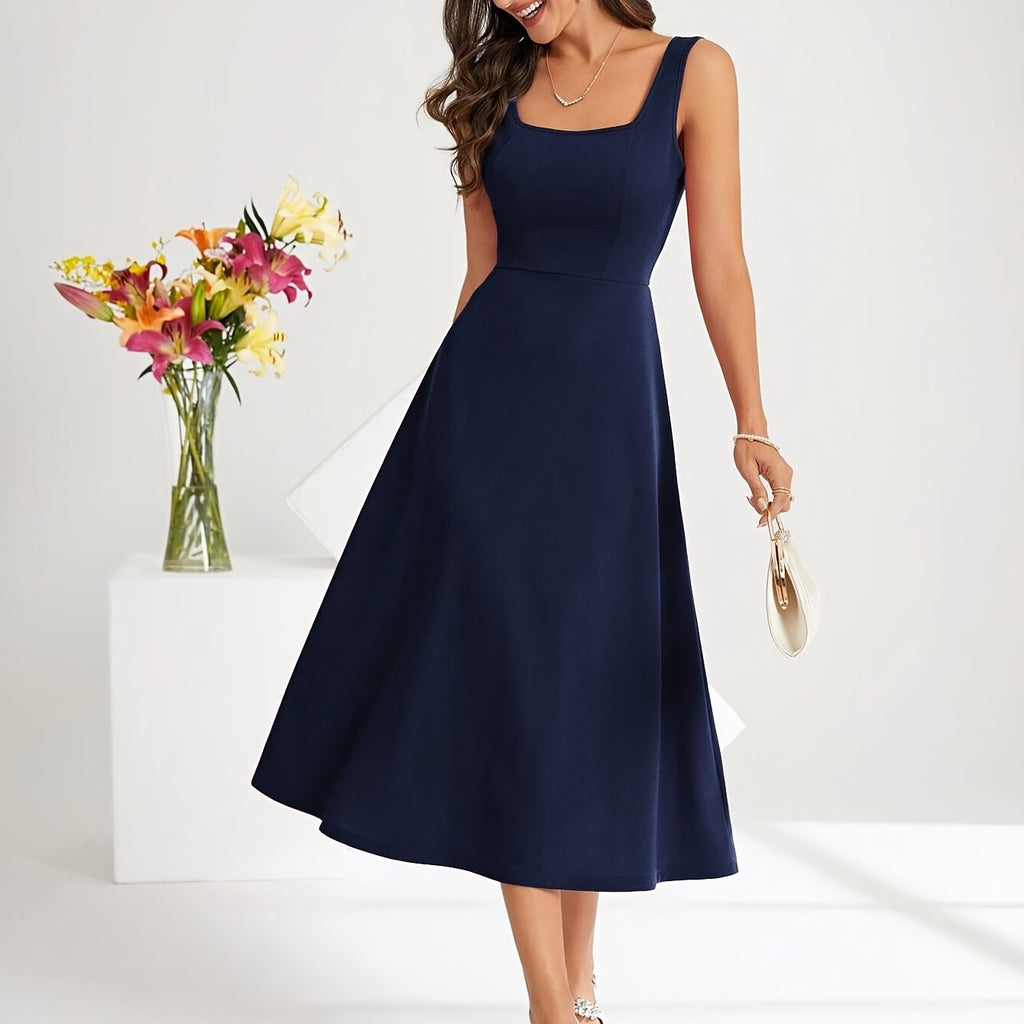GR | Elegant dress with straps, dark blue color