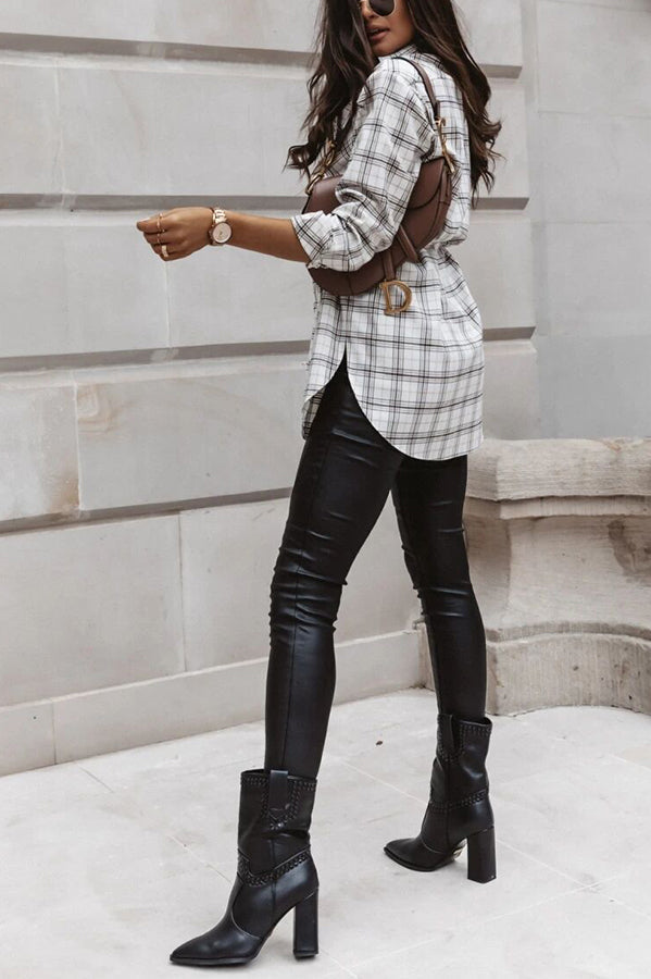 GR | Grab My Hand Checkered Button-Up Belt Shirt
