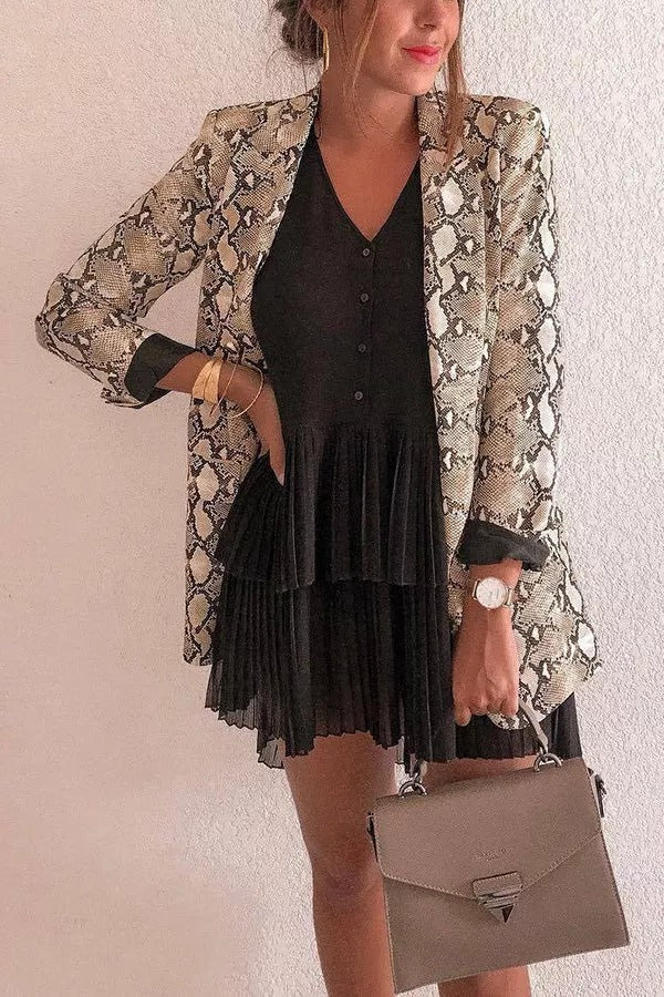 GR | Charmer snake pattern lapel loose blazer 