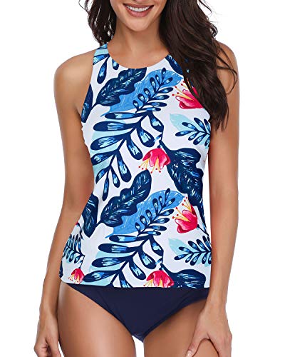 GR | High-necked halter scoop back tankini with shorts
