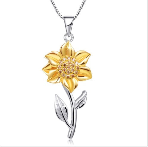 GR | Gold Necklace Made of Sterling Silver with Sunflower