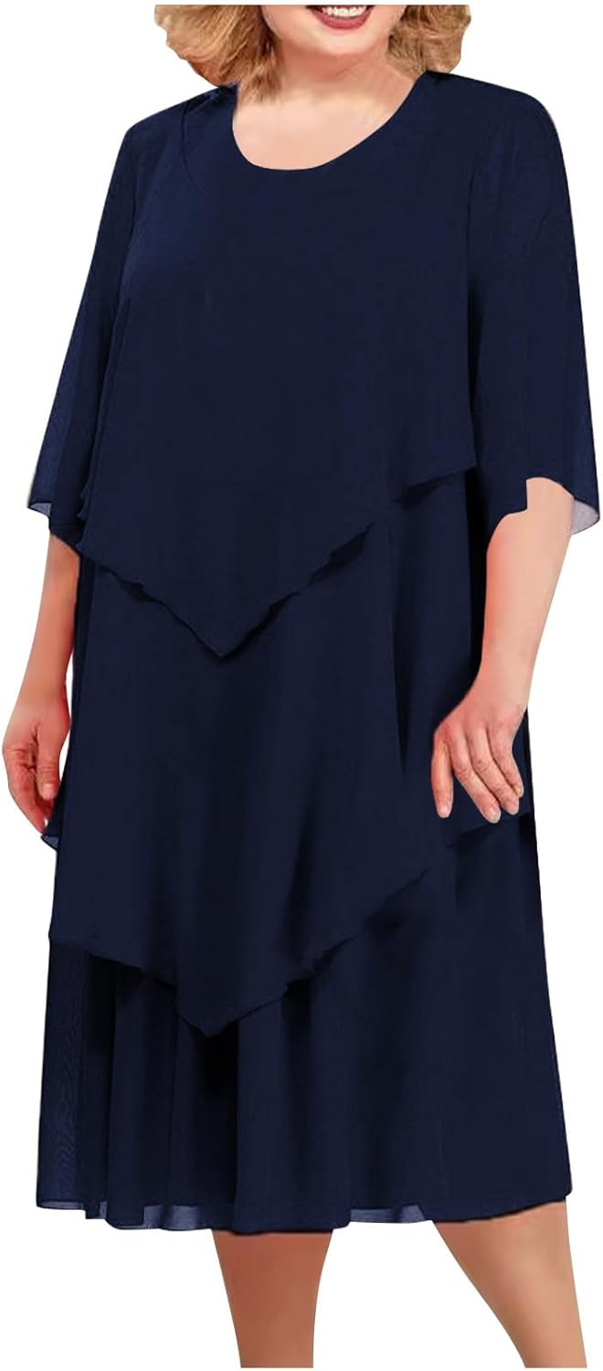 GR | Elegant chiffon dress with a layered look