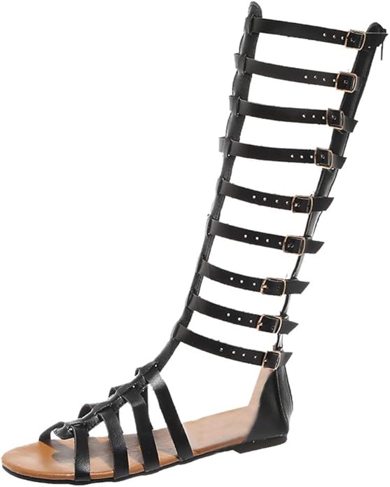 GR | and black sandals with double buckles