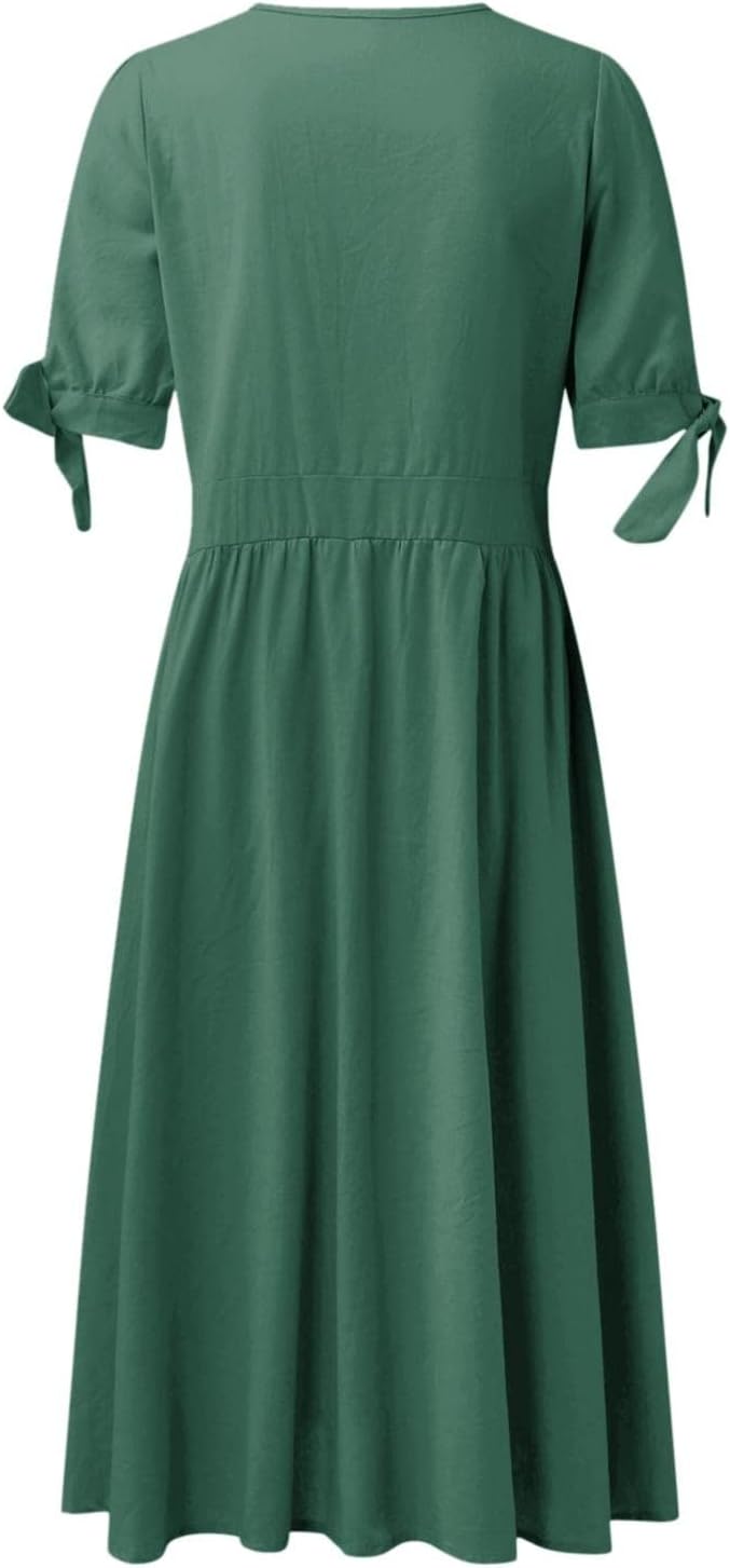 GR | Elegante Freizeitkleider mit V-Ausschnitt und Schnallenverschluss