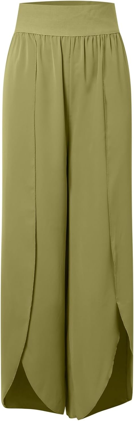 Women's airy culottes with side slits, size