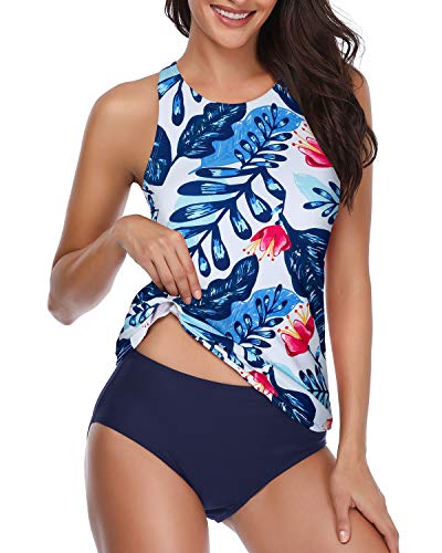 GR | High-necked halter scoop back tankini with shorts