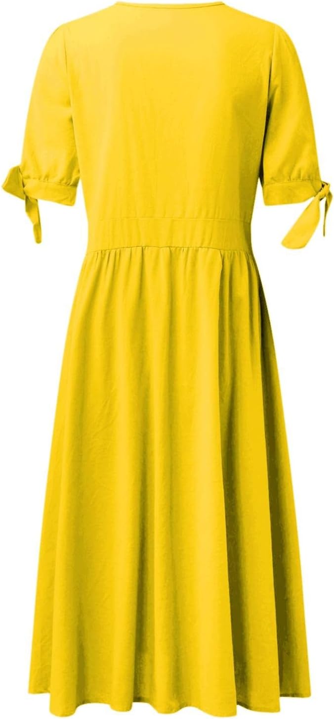 GR | Elegante Freizeitkleider mit V-Ausschnitt und Schnallenverschluss