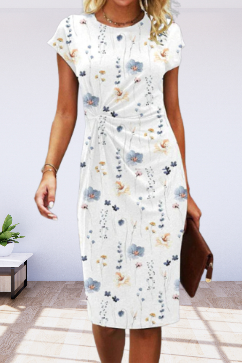 GR | Kurzarm Elegantes Blumenkleid