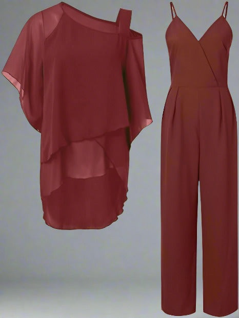 GR | 2-piece chiffon set - sophisticated women's top and jumpsuit
