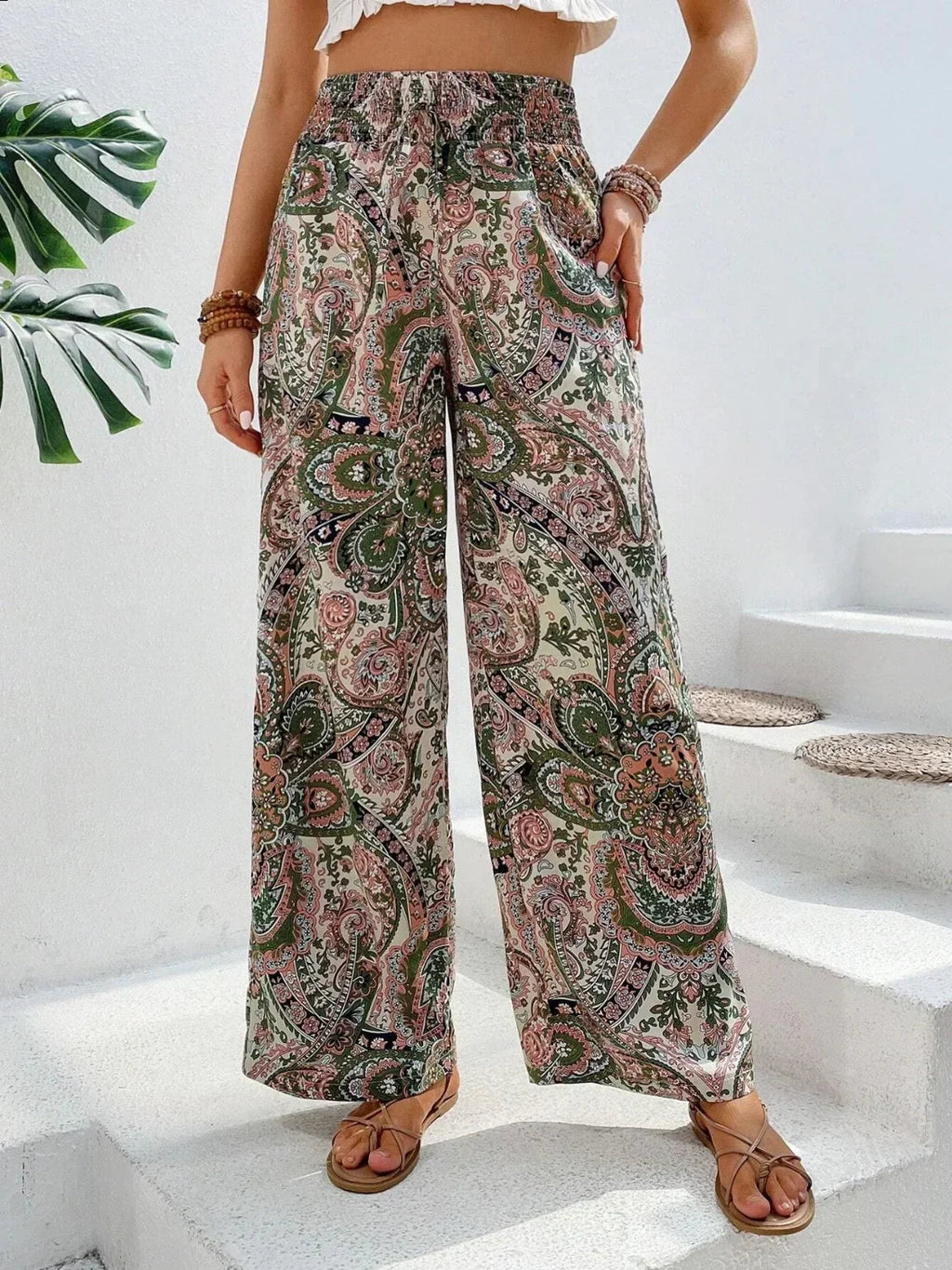 GR | Elegant Printed Wide Leg Trousers