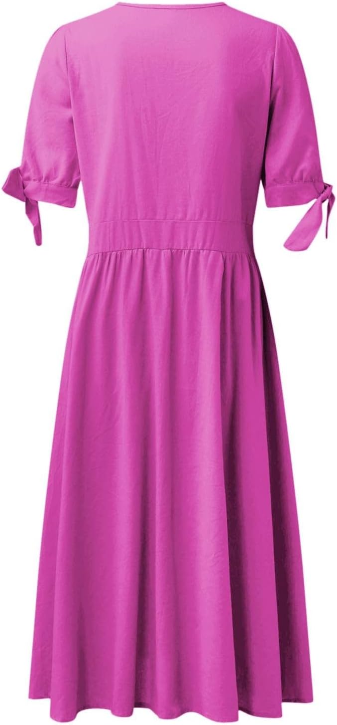 GR | Elegante Freizeitkleider mit V-Ausschnitt und Schnallenverschluss