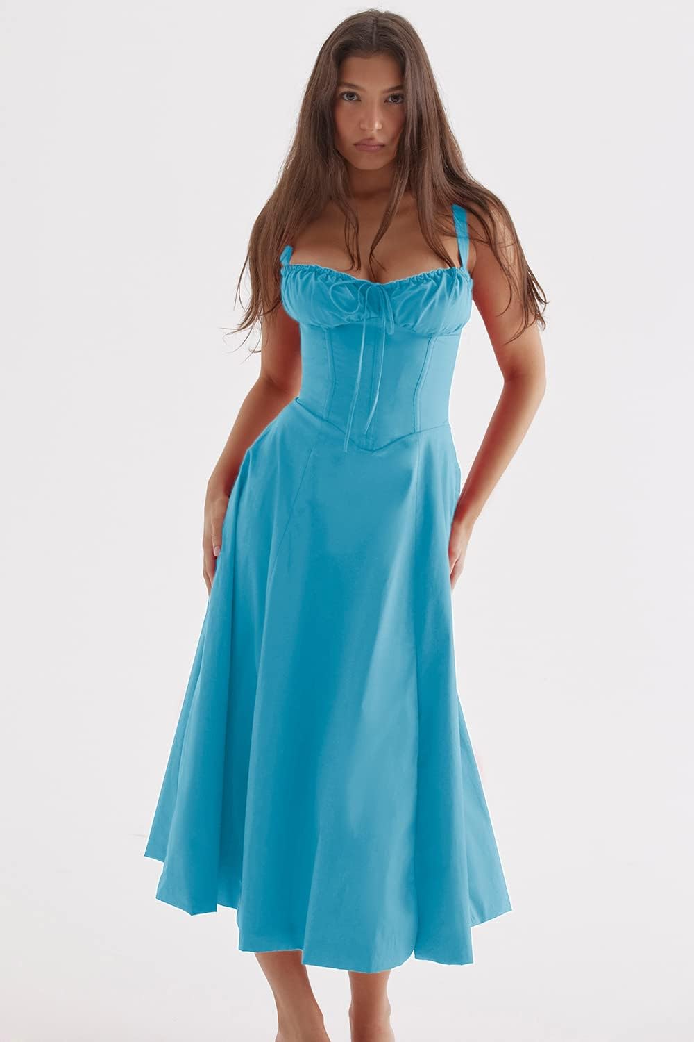 GR - Midikleid mit tailliertem Oberteil und ausgestelltem Rock | Minikleid mit Spaghettiträgern