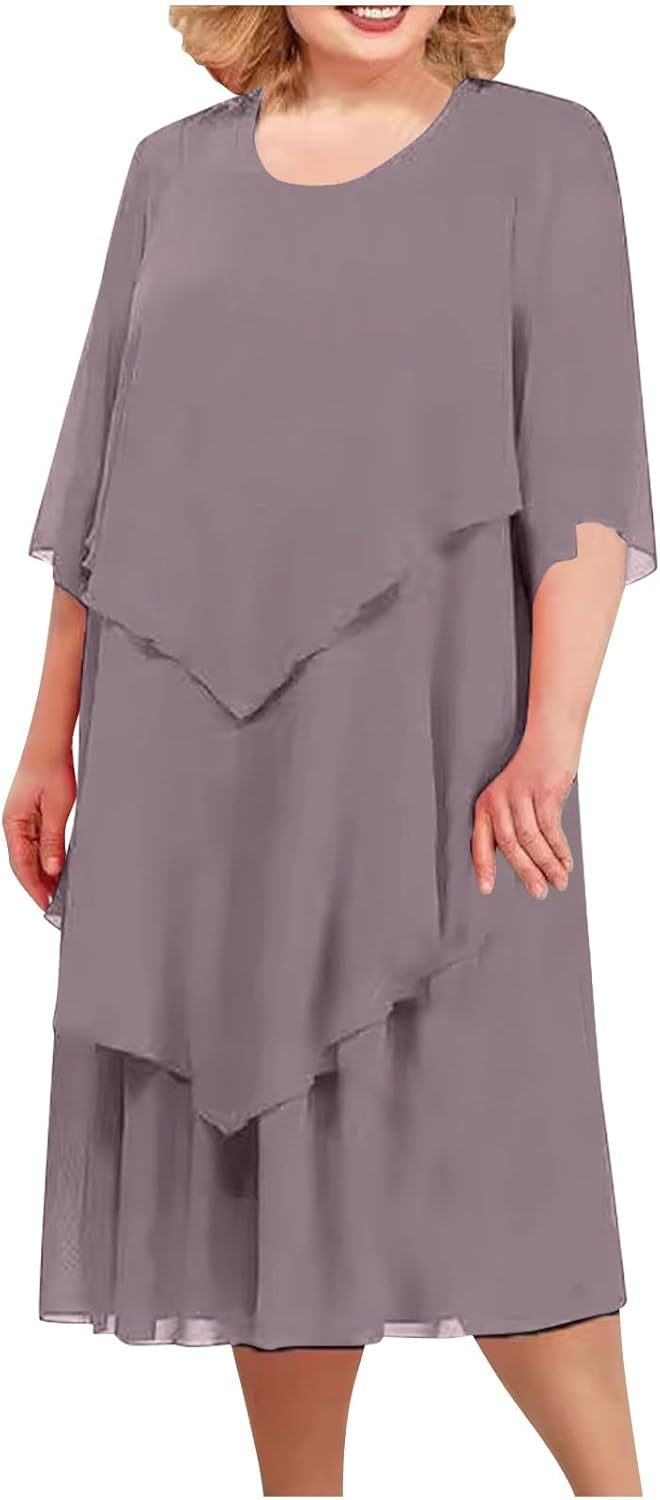 GR | Elegant chiffon dress with a layered look