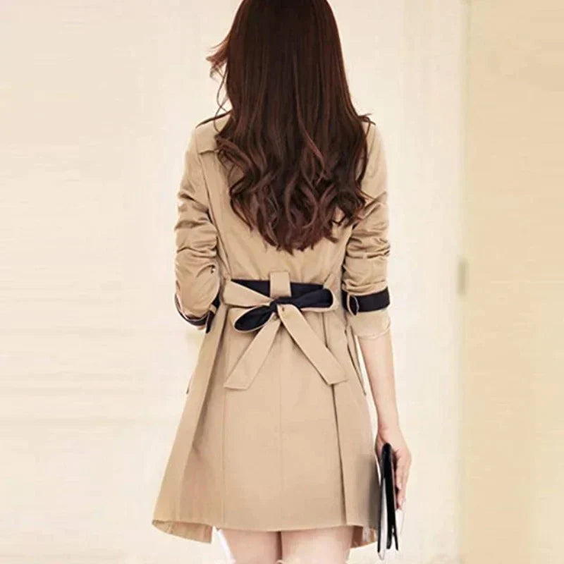 GR - Long designer trench coat with double-breasted button placket