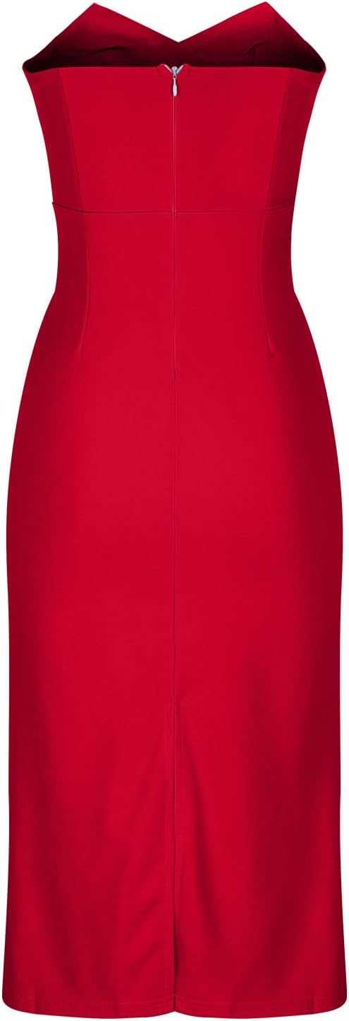 Magner™ – Strapless Midi Party Dress with Back Slit, Elegant Cocktail Dress for Evenings & Events