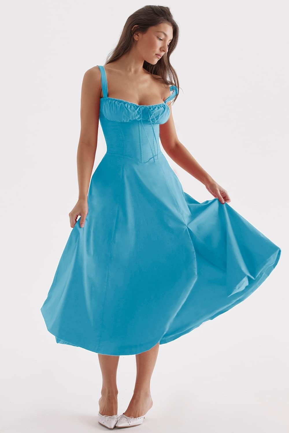 GR - Midikleid mit tailliertem Oberteil und ausgestelltem Rock | Minikleid mit Spaghettiträgern