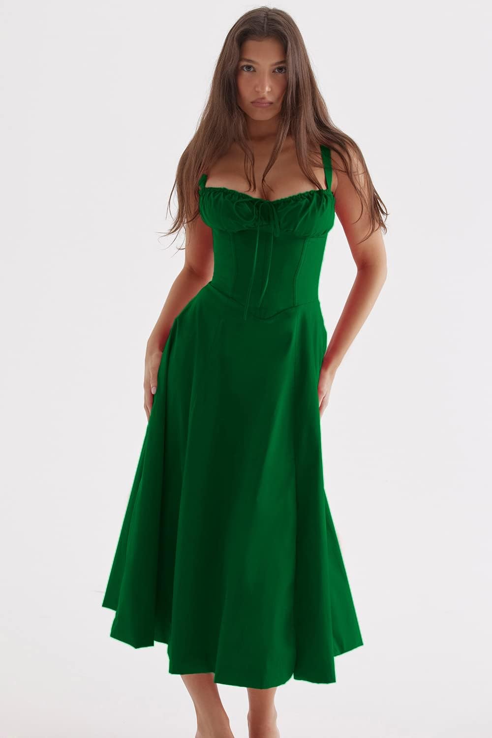 GR - Midikleid mit tailliertem Oberteil und ausgestelltem Rock | Minikleid mit Spaghettiträgern