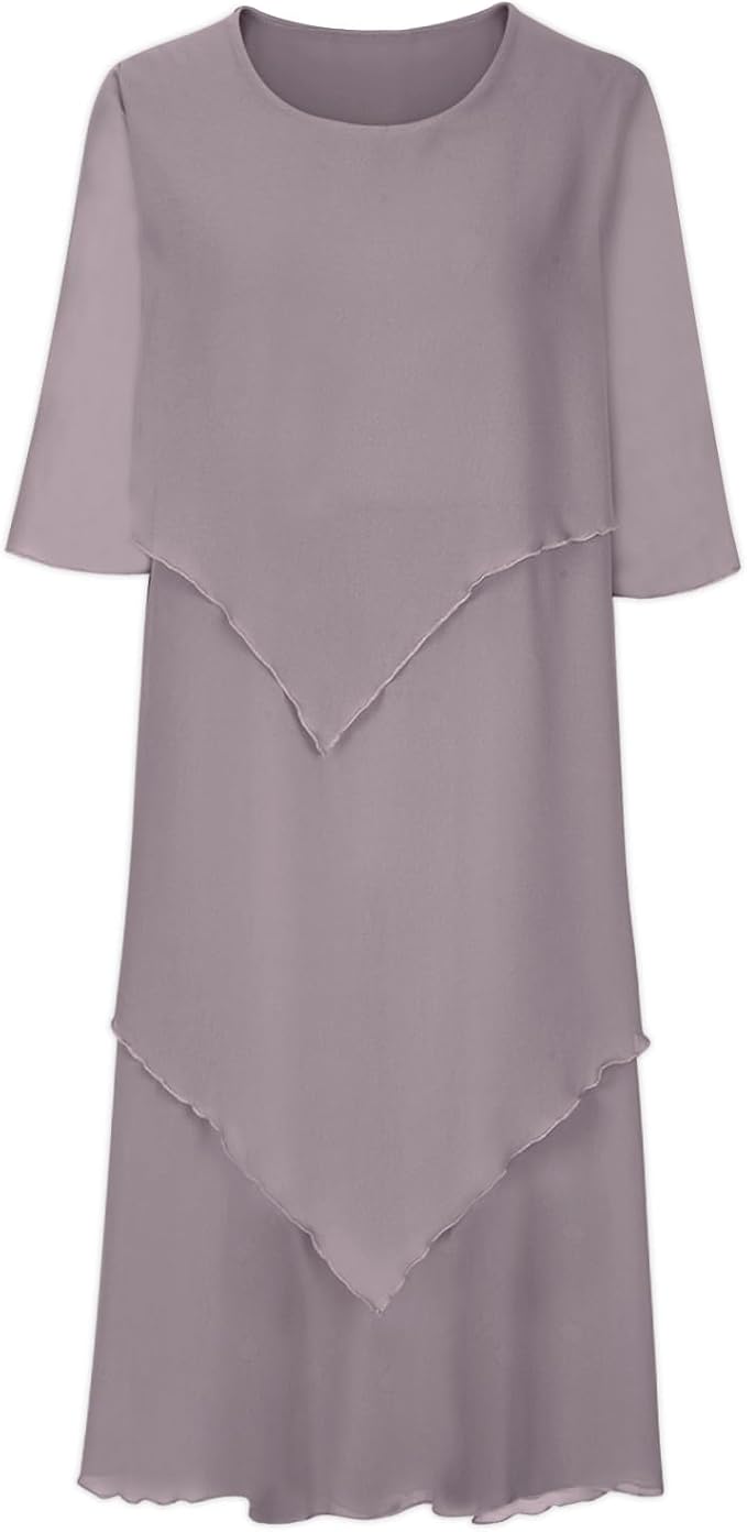 GR | Elegant chiffon dress with a layered look