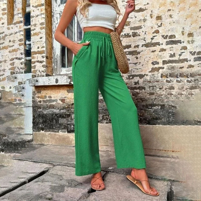 GR | Colorful, airy summer trousers for women with wide legs
