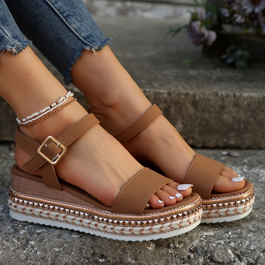 GR | Elegant Women's Buckle Comfort Platform Sandals