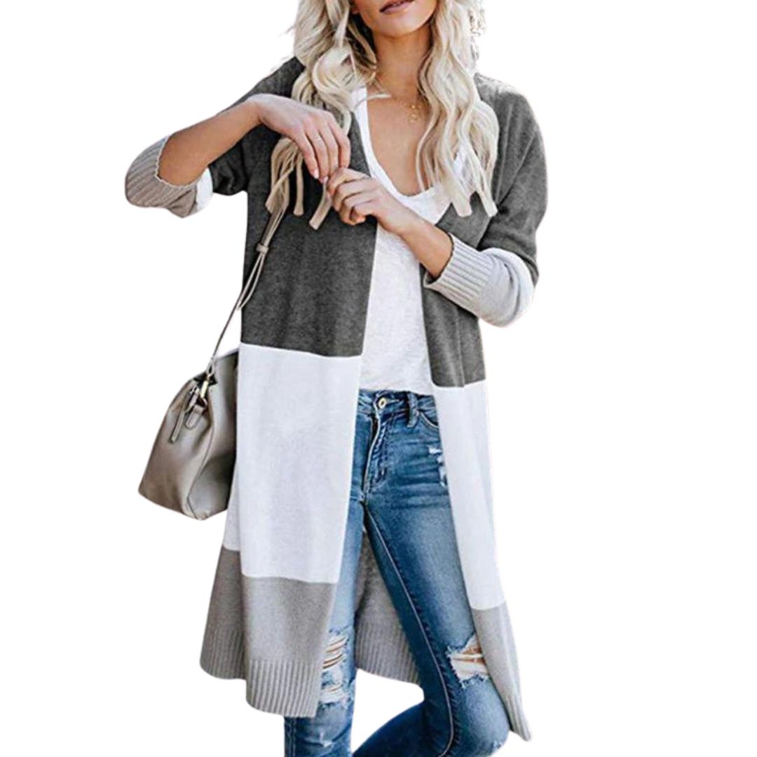 GR | Strickjacke mit Farbblock und offener Front