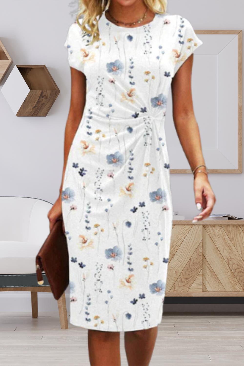 GR | Kurzarm Elegantes Blumenkleid