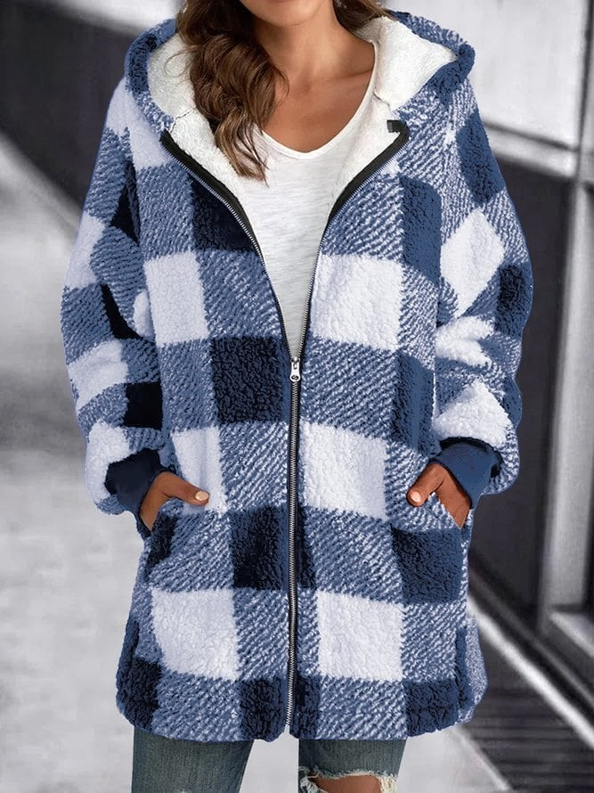 GR | Karo-Hoodie-Jacke Für Frauen