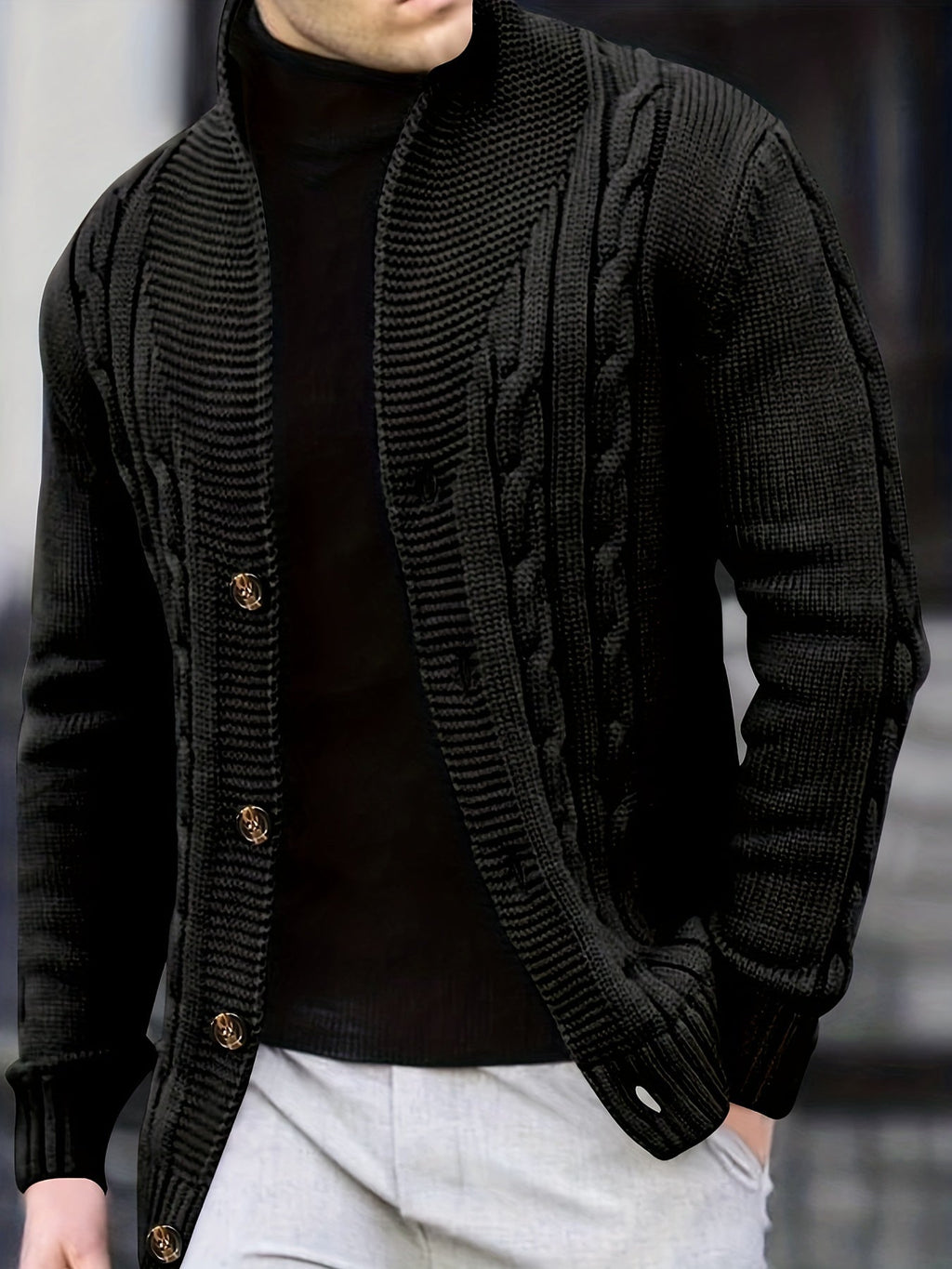 GR | Zopfstrickjacke mit Knöpfen