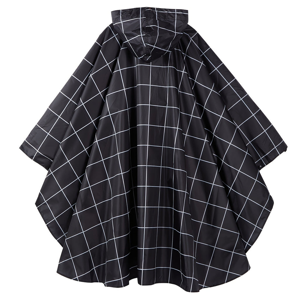 GR | Sporty women's rain poncho with hood and geometric pattern