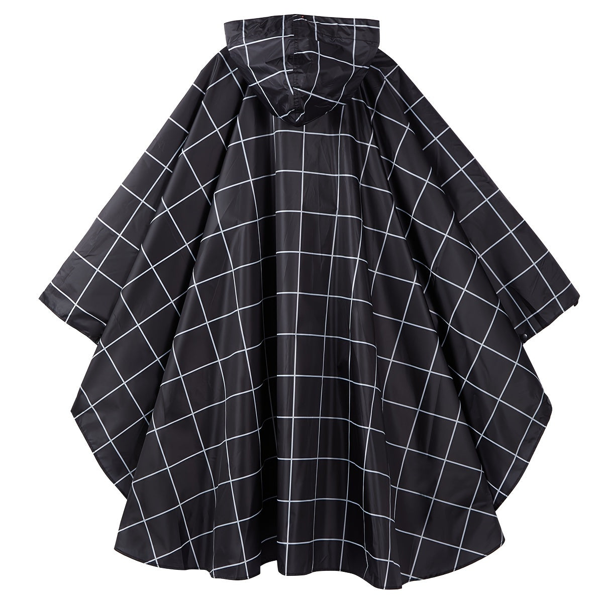 GR | Sporty women's rain poncho with hood and geometric pattern