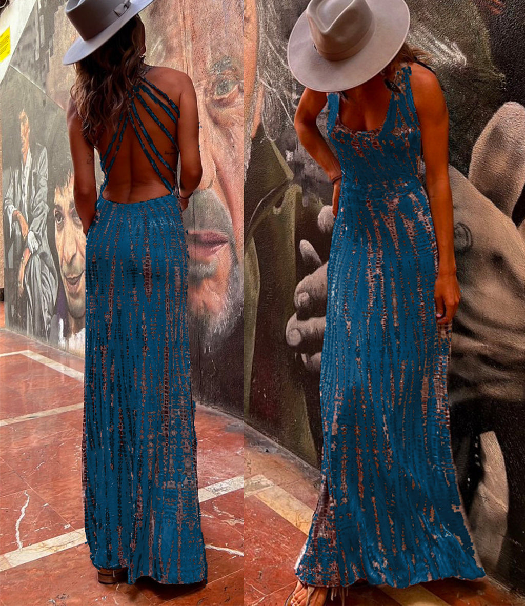 GR | Rosiedress Criss Cross Offene Rücken Bindung Färbung Maxi Kleid