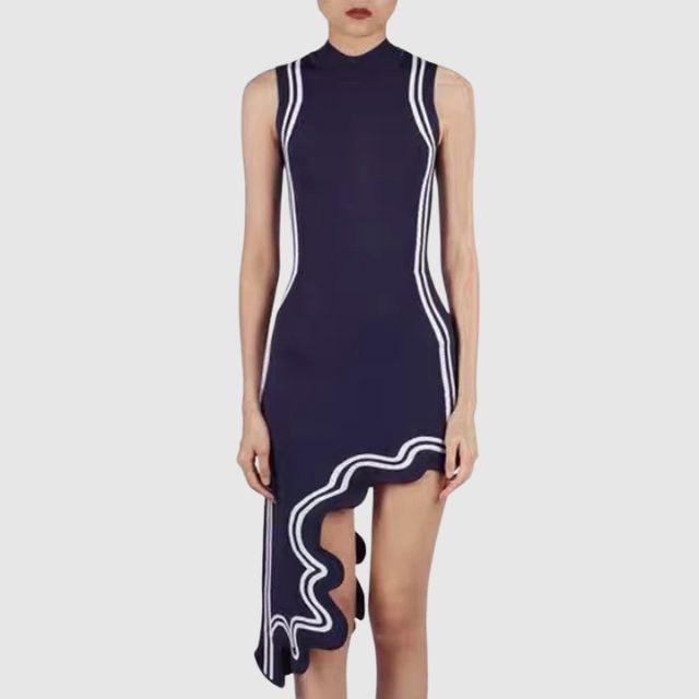 GR | Sleeveless dress with contrasting piping