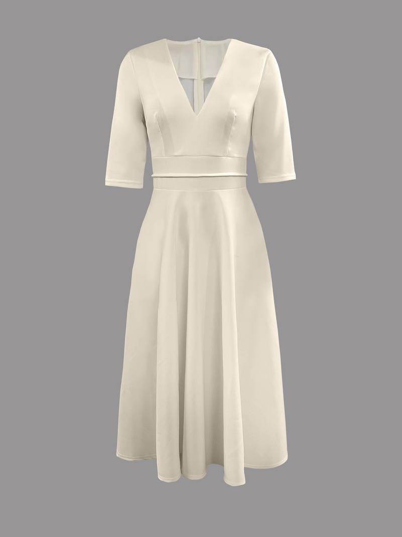 GR | Elegantes Midi-Kleid mit Tiefem V-Ausschnitt für Damen