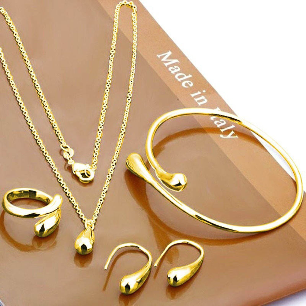 GR | Four-piece jewelry set with water droplet design, made of S925 silver